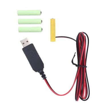 Imagem de Eliminadores de bateria AAA Cabo de alimentação USB substitui 4 pilhas AAA de 1,5 V LR03 para rádio, relógio elétrico, luz LED, cabo conversor de energia USB, linha de eliminação de bateria virtual
