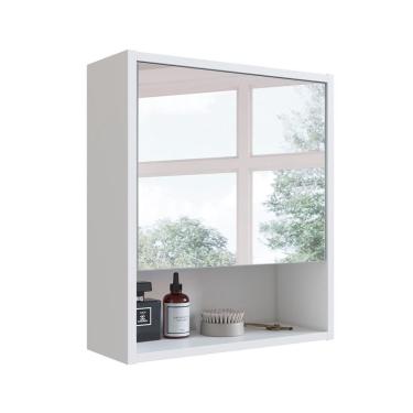 Imagem de Armário de Banheiro com Espelho Slim 1 PT Branco