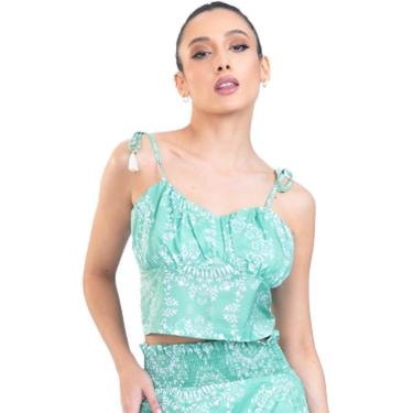 Imagem de Blusa Onça Preta Cropped Amarracao VE23 Verde Feminino-Feminino