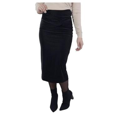 Imagem de Saia Feminina Lado Avesso Long Midi Preta - L12461-Feminino
