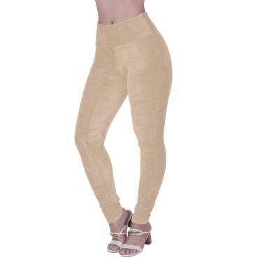 Imagem de Calça Cotelê Feminina Skinny Quentinha Terra e Mar Legging Cintura Alta Veludo Térmica Inverno Frio-Feminino