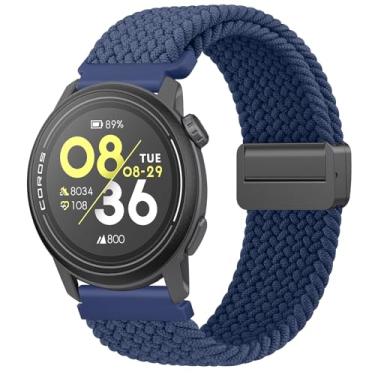 Imagem de Pulseiras magnéticas trançadas para relógio Coros Pace 3/Pace Pro/Apex 2 Pro/Apex Pro/Apex de 46 mm, pulseira elástica trançada de nylon macio para mulheres e homens (azul marinho)