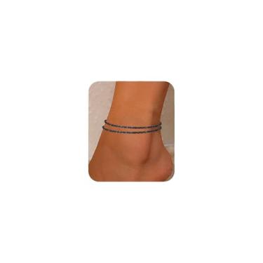 Imagem de Nanafast Pulseiras femininas de tornozelo, tornozeleira cintilante multicamadas para mulheres, tornozeleiras de ouro brilhante/prata ajustáveis para mulheres, tornozeleiras fofas de praia para o verão