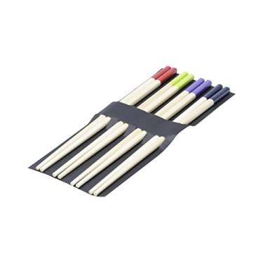 Imagem de CJ 4 PARES DE HASHI DE BAMBU C/PONTA COLORIDA 24cm
