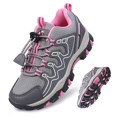 Imagem de Eggseed Tênis De Trilha Para Meninas E Crianças, À Prova D'Água Antiderrapante, Caminhada Ao Ar Livre, Corrida, Cinza-Rosa, Tamanho 6,5, Grande