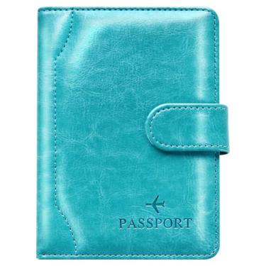 Imagem de Herain Porta-passaporte e estojo - Combo de viagem em família com porta-cartão de passaporte e vacina, Fecho magnético D - turquesa, Fecho magnético