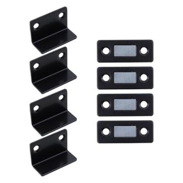 Imagem de LC LICTOP Trava magnética de armário de 3,8 cm, ímã de porta fino em forma de L de 0,2 cm com adesivo e parafusos, fechos magnéticos para tatami, portas de armários de cozinha, guarda-roupa, 4 peças