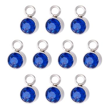 Imagem de Spritewelry Berloques de pedra do mês de nascimento de vidro com strass redondo, 10 peças, berloques de pedra de nascimento de cristal para fabricação de joias, colar, brinco