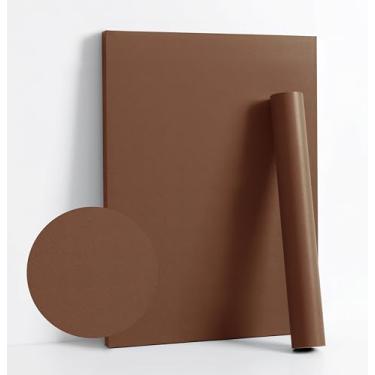 Imagem de Dimoon Papel de parede 236" x 17,7" engrossar em relevo laranja escuro marrom descascar e colar papel de parede adesivo laranja marrom puro papel de parede autoadesivo removível prateleira vermelha rolo de vinil