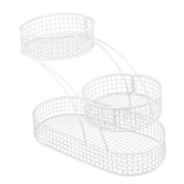 Imagem de Ioensy Suporte de cesta de arame de três camadas, organizador de produtos, cesta de pão, suporte para vegetais, para fruteira, mesa de lanches