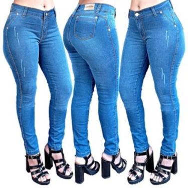 Imagem de Kit 2 Calça Jeans Feminina Lycra Cores Qualidade - APOLLOGY, 44