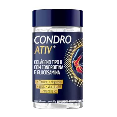 Imagem de Colageno Tipo 2 40mg Condro Ativ Collagen Condroitina Glucosamina Proteína Articulação Joelho Curcumina Magnésio Vitamina D3 e K2 60 Cápsulas Rende 30 Doses - Condro Ativ