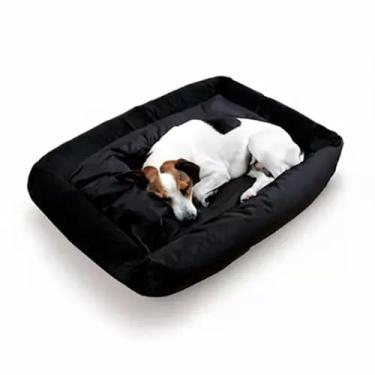 Imagem de Cama Caminha Pet Cachorro Gato Lavável Com Ziper e Colchonete Média 70 x 50 cm Grande 100 x 87 cm (Preto Liso, Grande)
