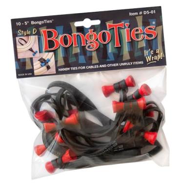 Imagem de BongoTies gravatas bongo vermelhas e pretas Lava ~ Pacote com 10 gravatas estilosas ~ Gravatas práticas para cabos e outros itens ruins