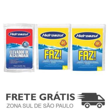 Imagem de Kit 1 Elevador de Alcalinidade + 2 Cloro Faz Saco HidroAzul