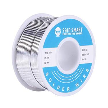 Imagem de SainSmart Fio de solda de 1 mm 63/37 estanho/chumbo Sn63Pb37 com núcleo de resina de fluxo para solda elétrica (100 g / 0,22 lbs)