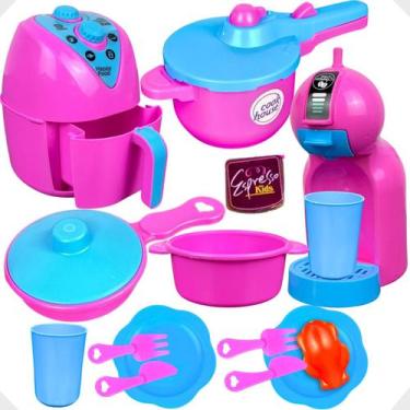 Imagem de KIT Cozinha de Brinquedo Infantil Panelas Airfryer Cafeteira 15 pcs - 