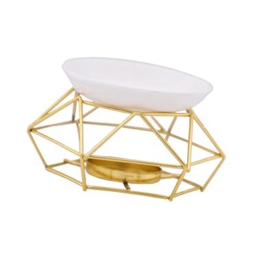 Imagem de Generic Queimador de óleo essencial, aquecedor de aroma, tigela de cerâmica, suporte para velas de chá para spa de Natal, Dourado