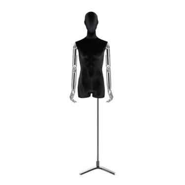 Imagem de Mannequin Manequins de varejo masculinos podem ser ajustados de 62,2 a 78,74 polegadas, equipados com uma base triangular de metal(Black)