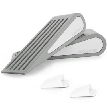 Imagem de Door Stopper Wedge, pacote com 2 unidades, borracha, cinza, antiderrap