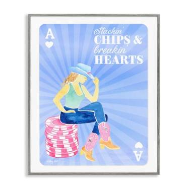 Imagem de Stupell Industries Stackin' Chips And Breakin' Hearts Design de arte giclée emoldurado cinza por Hillary Holt, 20 x 16