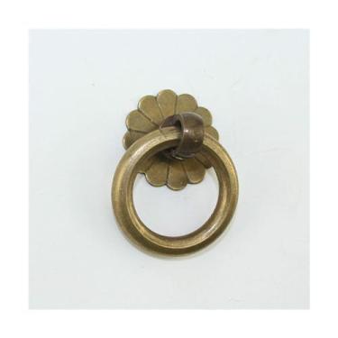 Imagem de 1 peça batente de porta de latão sólido latão vintage flor puxador de porta armário gaveta puxadores de gaveta único furo único ferragens para móveis