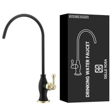 Imagem de Delle Rosa Torneira de água potável, torneira de filtro de água de cozinha de latão sólido, torneira de filtragem de água comercial para sistema de filtro de água embaixo da pia preto e dourado