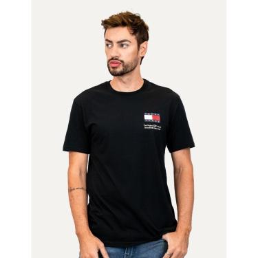 Imagem de Camiseta Tommy Jeans Masculina Regular Essential Flag Text Preta-Masculino