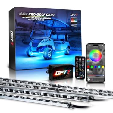 Imagem de OPT7 Kit de luzes Aura Pro Underglow para carrinho de golfe com aplicativo e controle remoto, barra de luz de alumínio rígido à prova d'água, kit de iluminação LED de sincronização de música RGB