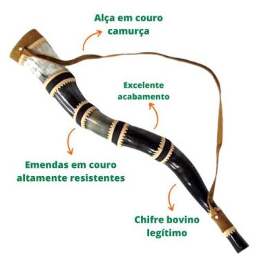 Imagem de Berrante Médio Profissional Chifre De Boi Resistente Boiadeiro - Couro