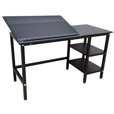 Imagem de Trident - Escrivaninha Multifuncional com régua paralela 80cm (ESC-BCP) | Tampo inclinável (6 posições) e estante acoplada | Estrutura reforçada em MDF Black