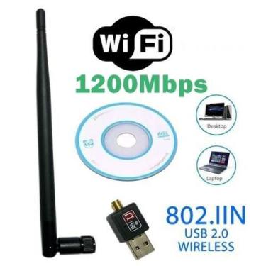 Imagem de Adaptador Wireless Antena Wifi 1200mbps Para Pc e Notebook - PDN