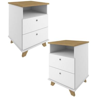 Imagem de Kit 02 Gaveteiros Para Escritório Home Office 2 Gavetas Diem A02 Olmo Branco - Lyam Decor