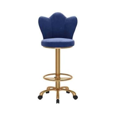 Imagem de Fácil montagem bar caixa ilha mesa cadeira de jantar mesa mesa sentado encosto alto luz luxo simples metal uso doméstico (azul)