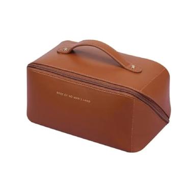Imagem de Necessaire Feminina Grande Maquiagem Cosméticos Bolsa Viagem (Marrom)