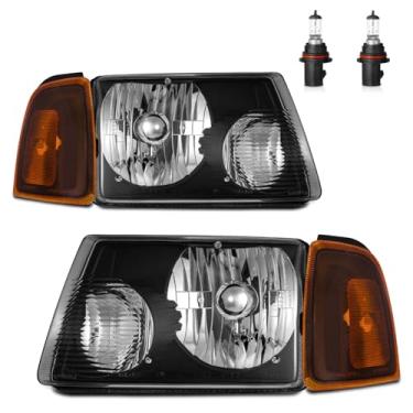 Imagem de ROADEAL Faróis com lâmpadas para Ford Ranger 2001-2011 halogêneo substituição do lado do motorista e do passageiro