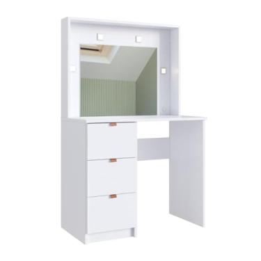 Imagem de Penteadeira Escrivaninha com Espelho e 3 Gavetas Arte Cas Cm90 Branco