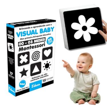 Imagem de Cartão Plaquinhas Preto Branco Educação Precoce Flash Bebê 00-03 Meses Brinquedos Educativos estimulação visual