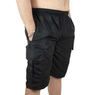 Imagem de Bermuda Cargo Masculina de Tactel Plus Size G5 A G8 - Repelique, Preto