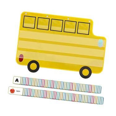 Imagem de KiBcsLic Quadro de bolso para sala de aula, com cartões de ensino, presentes, materiais escolares, em formato de ônibus escolar, jardim de infância