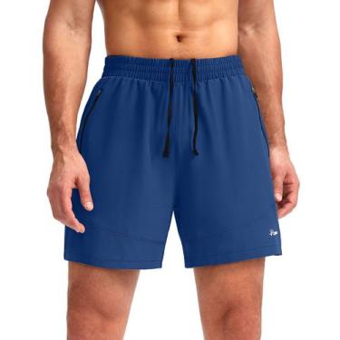 Imagem de Shorts de corrida Pudolla para homens, treino atlético com bolsos