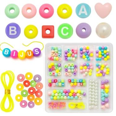 Imagem de Kit de Miçangas Infantil para Colares e Pulseiras com Letras e Corda Educativo