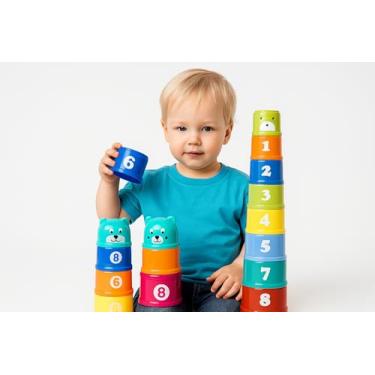 Imagem de Torre infantil Educativa, Aprendizagem Cores e Números. Coordenação motora fina