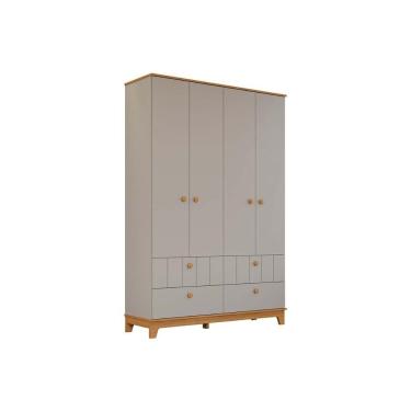 Imagem de Guarda Roupa Infantil C/ 4 Portas E 4 Gavetas Biscoito Fendi/nature - Permóbili Baby