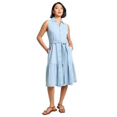 Imagem de Jones New York Vestido feminino pequeno sem mangas com cinto, Jeans descolorido, GG