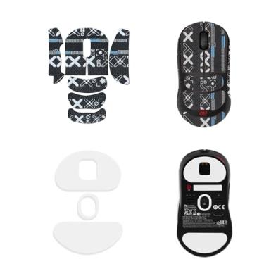 Imagem de NOUKAJU Fita adesiva para mouse com cobertura total para BenQ Zowie U2, kit de atualização de mouse profissional resistente ao suor, patins para pés de mouse (almofada de pé + fita preta para mouse)