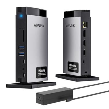 Imagem de WAVLINK Estação de ancoragem para laptop 3 monitores (resolução máxima: único 8K ou triplo 4K), estação de ancoragem USB C 11 em 1 com passagem PD3.1 de 125 W e adaptador de alimentação, 2 HDMI + DP