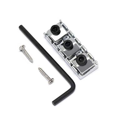 Imagem de Rubatone Porca de bloqueio de corda de guitarra elétrica para ponte tremolo estilo Floyd Rose com parafusos de montagem e chave cromada.