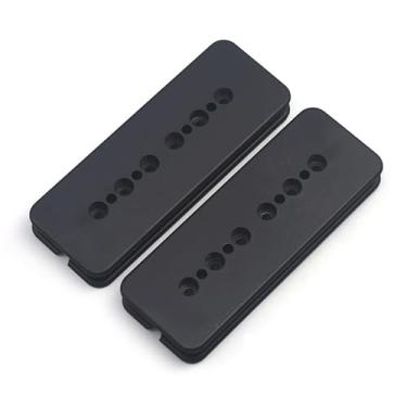 Imagem de DIAO79NI 2 peças de plástico P90 captador capas para guitarra elétrica P-90 Soapbar captador capas 50/52 mm ponte captador capas para guitarra elétrica Epiphone Les Paul LP (braçadeira de corda preta)