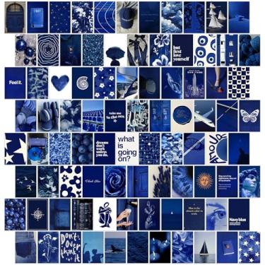 Imagem de Y2K BOO Kit de colagem de parede estética azul-marinho escuro - 100 fotos modernas em azul profundo para decoração de quarto minimalista, impressões de arte moderna de 10 cm x 15 cm para quarto de